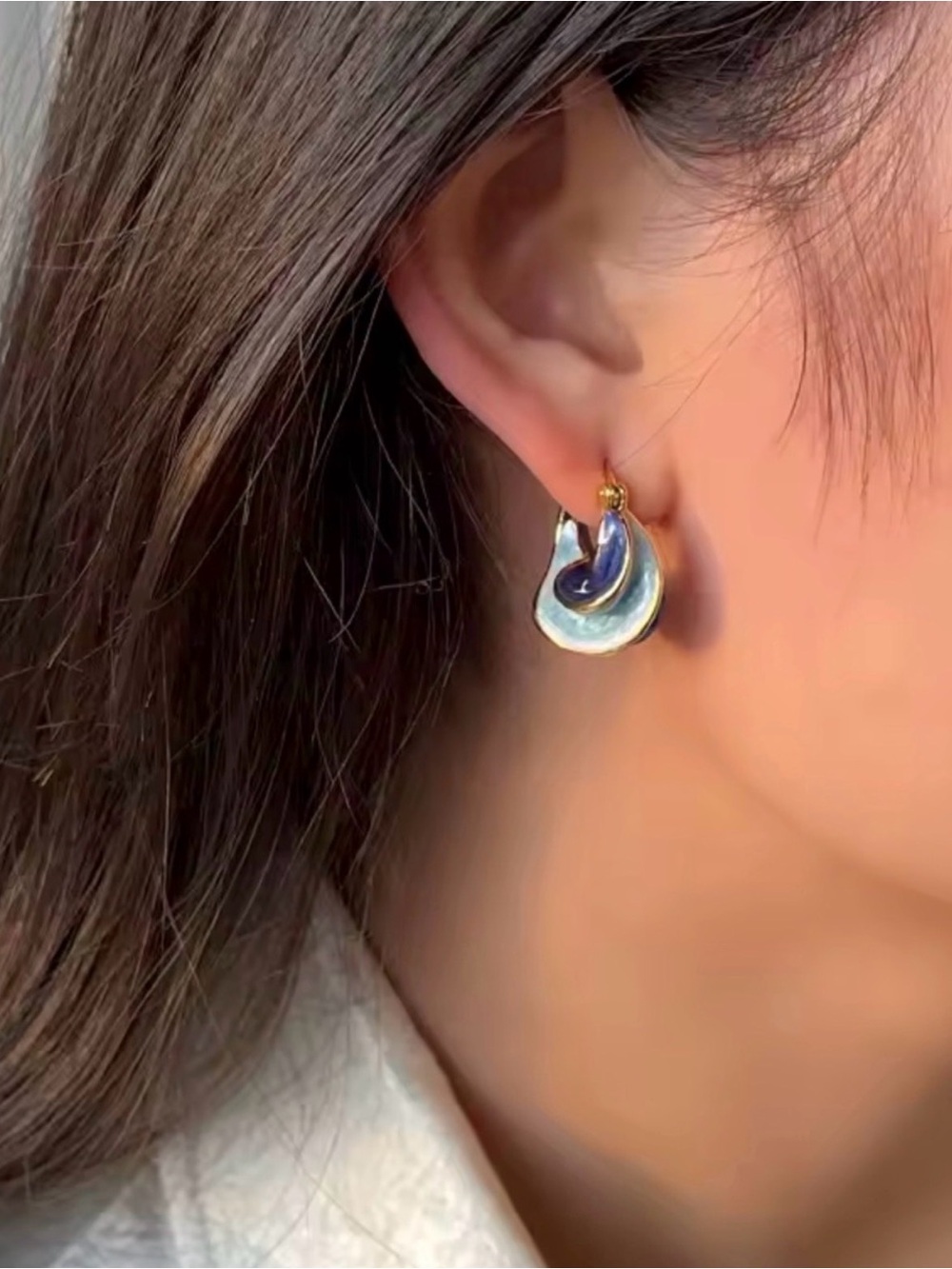 French Retro Enamel Glaze Spiral Drop Earrings Irregular Earring - Picture 4 of 5
